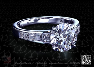 Solitaire engagement ring with a round diamond by Leon Mege