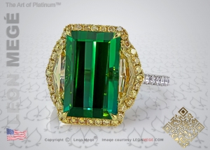 Montpassier tourmaline three-stone ring by Leon Mege.