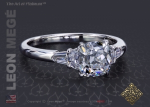 Five stone true antique cushion engagement ring by Leon Megé
