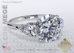 Three stone round diamond engagement ring by Leon Mege