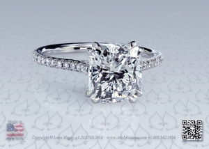Cushion cut diamond solitaire engagement ring by Leon Mege