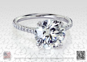 3 carat round diamond solitaire with micro pave shank by Leon Mege.