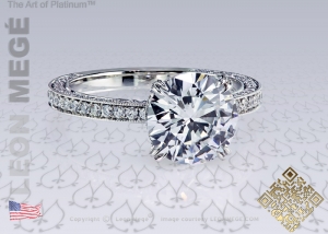 Round diamond solitaire engagement ring by Leon Mege