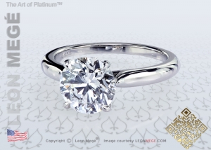 Ideal cut round diamond solitaire engagement ring by Leon Megé