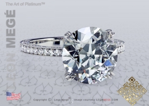 Cosmo 4.85 carat diamond engagement ring with old European cut and pave by leon mege
