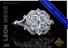 Art Deco style ring, with four Asscher  cut diamonds, bright cut pave, platinum