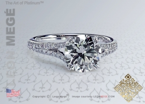 Round diamond micro pave solitaire engagement ring by Leon Megé