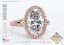 Halo ring, featuring 4.03 carat oval diamond by Leon Mege.