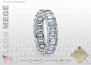 Emerald cut diamond wedding band by Leon Mege