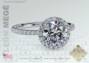 811 micro pave halo engagement ring by Leon Mege.