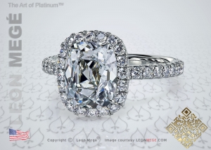 Adrianna™ True Antique™ cushion diamond halo engagement ring