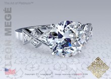 Art deco reproduction ring featuring 3.01 carat round diamond by Leon Mege.