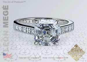 Asscher cut diamond solitaire engagement ring by Leon Megé
