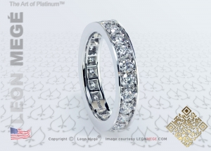 Diamond pave wedding band by Leon Megé