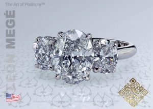 Oval Diamond Three Stone Engagement Ring by Leon Megé