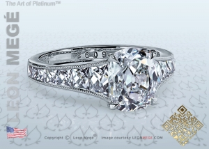 Mon Cheri™ True Antique™ Cushion diamond solitaire engagement ring by Leon Mege.