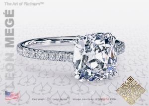 Antique Cushion Diamond Engagement Ring by Leon Megé