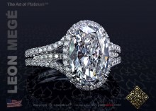 Halo ring, featuring 1.99 carat oval diamond by Leon Mege.