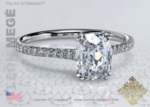 401™ Elongated True Antique™ Cushion Diamond Solitaire Engagement Ring by Leon Megé