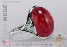 Custom Made Cabochon Rhodolite Statement Ring by Leon Megé