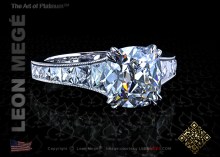 Mon Cheri™ True Antique™ Cushion diamond solitaire engagement ring with french cut diamonds by Leon Megé