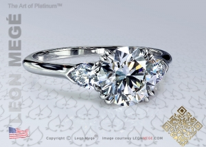 Three Stone Round Diamond Engagement Ring by Leon Megé