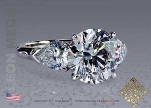 Round Diamond Three Stone Engagement Ring by Leon Megé