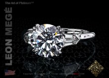 Three Stone Round Diamond Engagement Ring by Leon Mege
