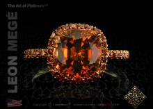 Terra-cotta Tourmaline halo ring with red diamonds by Leon Megé