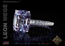 Right hand ring, featuring 3.40 carat cushion natural Capri spinel.