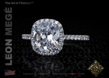 Halo ring, featuring 1.39 carat true antique™ cushion diamond by Leon Mege.