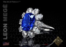  Halo ring, featuring 5.04 carat cushion blue sapphire.
