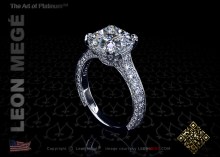 Solitaire ring, featuring 3.21 carat cushion diamond by Leon Mege.