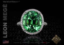  halo ring, featuring 11.35 carat oval green garnet.