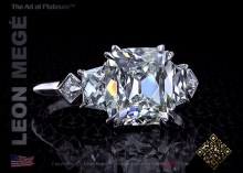 Five-stone ring with 3.05 carat true antique™ cushion diamond by Leon Mege.