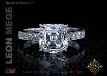 Solitaire ring, featuring 3.01 carat asscher diamond.