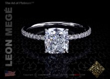 Solitaire ring, featuring 1.76 carat modern cushion diamond by Leon Mege.