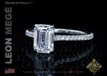 Solitaire ring, featuring 1.3 carat emerald diamond by Leon Mege.