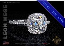 Halo ring, featuring 2.01 carat cushion diamond by Leon Mege.