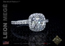 811 Adrianna™ Halo engagement ring with True Antique™ cushion diamond by Leon Megé