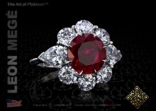  cluster ring, featuring 2.92 carat round red ruby.