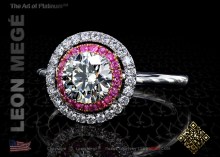 Halo ring, featuring 1.21 carat round diamond by Leon Mege.