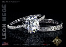Megesaurus™ solitaire featuring an Antique cushion cut stone by Leon Megé