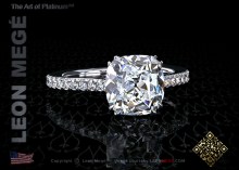 401 Solitaire featuring a 2.30 carat True Antique™ cushion cut diamond with micro pave by Leon Megé.