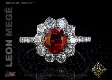 Lotus™ right hand ring featuring a 1.50 carat oval cut natural ruby by Leon Megé