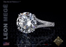 Solitaire ring, featuring 4.44 carat round diamond by Leon Mege.
