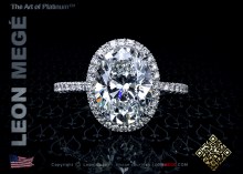 811™ Halo engagement ring featuring a 3.06 carat oval cut diamond with micro pave by Leon Megé