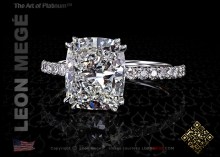 401™ Modern cushion solitaire engagement ring with micro pave by Leon Megé