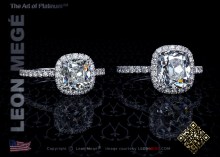 811 Halo ring with 1.28 carat True Antique cushion cut diamond by Leon Mege.