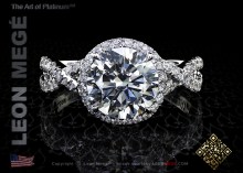 Halo ring, featuring 2.11 carat round diamond with unique Helix™ design by Leon Mege.